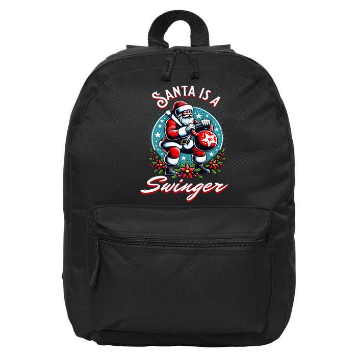 Santa is a swinger Christmas kettlebell gym 16 in Basic Backpack