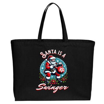 Santa is a swinger Christmas kettlebell gym Cotton Canvas Jumbo Tote