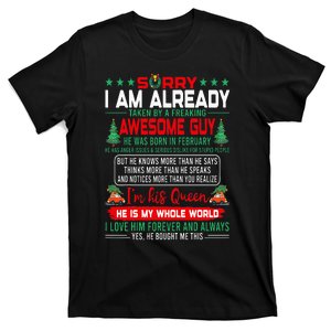 Sorry Im Already Taken By Awesome Guy Christmas February Man T-Shirt