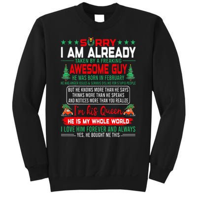 Sorry Im Already Taken By Awesome Guy Christmas February Man Sweatshirt