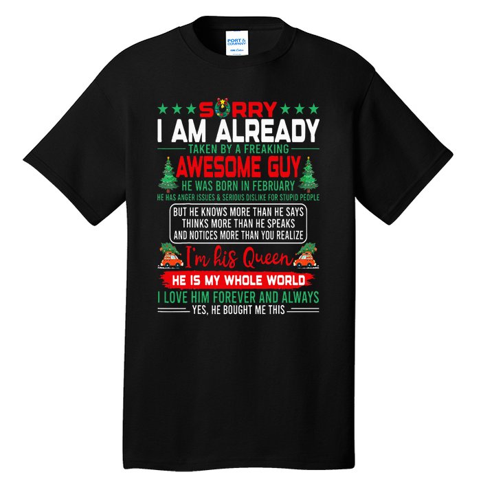 Sorry Im Already Taken By Awesome Guy Christmas February Man Tall T-Shirt