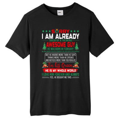 Sorry Im Already Taken By Awesome Guy Christmas February Man Tall Fusion ChromaSoft Performance T-Shirt