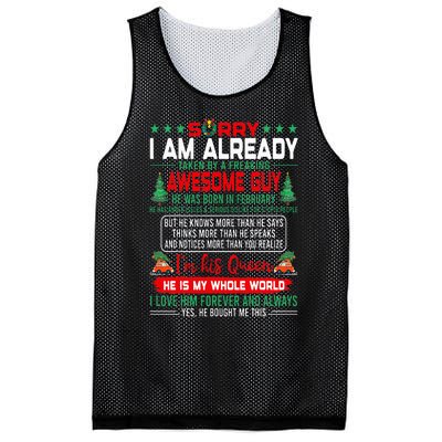 Sorry Im Already Taken By Awesome Guy Christmas February Man Mesh Reversible Basketball Jersey Tank