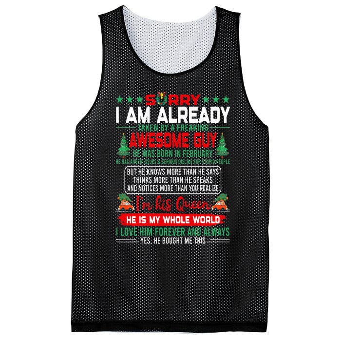 Sorry Im Already Taken By Awesome Guy Christmas February Man Mesh Reversible Basketball Jersey Tank