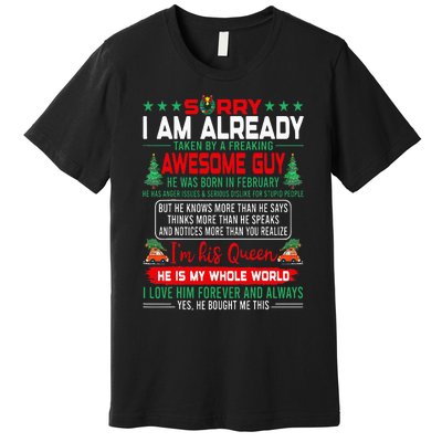 Sorry Im Already Taken By Awesome Guy Christmas February Man Premium T-Shirt