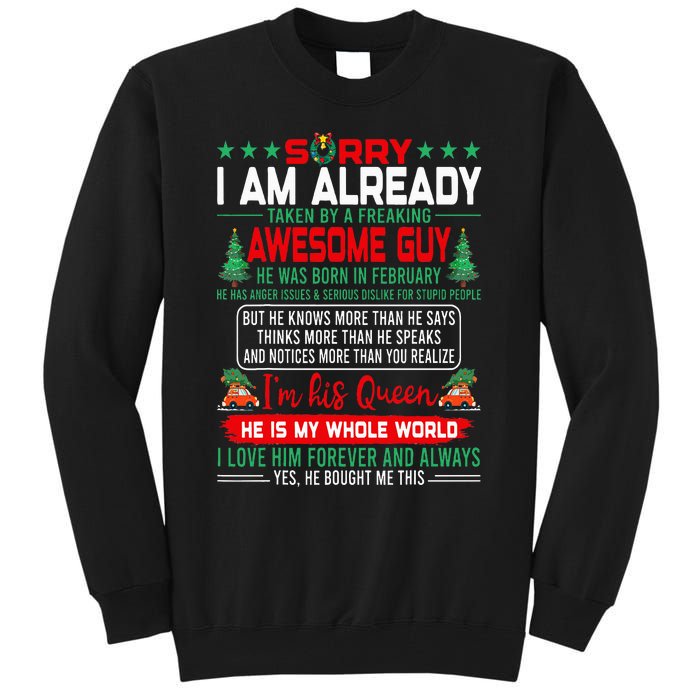 Sorry Im Already Taken By Awesome Guy Christmas February Man Tall Sweatshirt