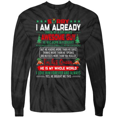 Sorry Im Already Taken By Awesome Guy Christmas February Man Tie-Dye Long Sleeve Shirt