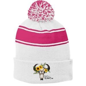 She Is A Wild One Sublimation Stripe Pom Pom Beanie