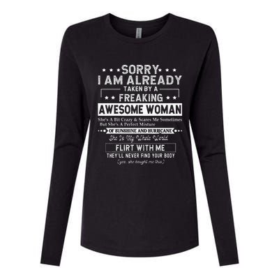 Sorry I Am Already Taken By A Freaking Awesome Woman Gifts Womens Cotton Relaxed Long Sleeve T-Shirt