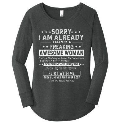 Sorry I Am Already Taken By A Freaking Awesome Woman Gifts Women's Perfect Tri Tunic Long Sleeve Shirt