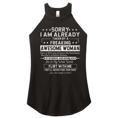 Sorry I Am Already Taken By A Freaking Awesome Woman Gifts Women’s Perfect Tri Rocker Tank