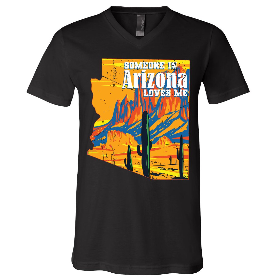 Someone In Arizona Loves Me Vintage Retro Us State V-Neck T-Shirt