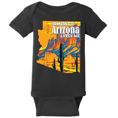 Someone In Arizona Loves Me Vintage Retro Us State Baby Bodysuit