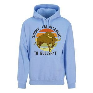 Sorry IM Allergic To Bullsh T Funny Bull Sunset Cattle Meme Unisex Surf Hoodie