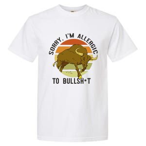 Sorry IM Allergic To Bullsh T Funny Bull Sunset Cattle Meme Garment-Dyed Heavyweight T-Shirt