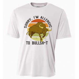 Sorry IM Allergic To Bullsh T Funny Bull Sunset Cattle Meme Cooling Performance Crew T-Shirt