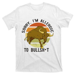 Sorry IM Allergic To Bullsh T Funny Bull Sunset Cattle Meme T-Shirt