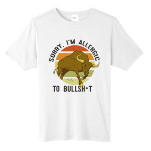 Sorry IM Allergic To Bullsh T Funny Bull Sunset Cattle Meme Tall Fusion ChromaSoft Performance T-Shirt