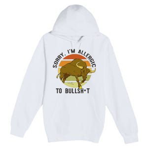 Sorry IM Allergic To Bullsh T Funny Bull Sunset Cattle Meme Premium Pullover Hoodie