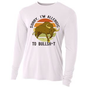 Sorry IM Allergic To Bullsh T Funny Bull Sunset Cattle Meme Cooling Performance Long Sleeve Crew