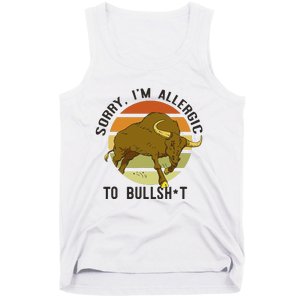 Sorry IM Allergic To Bullsh T Funny Bull Sunset Cattle Meme Tank Top