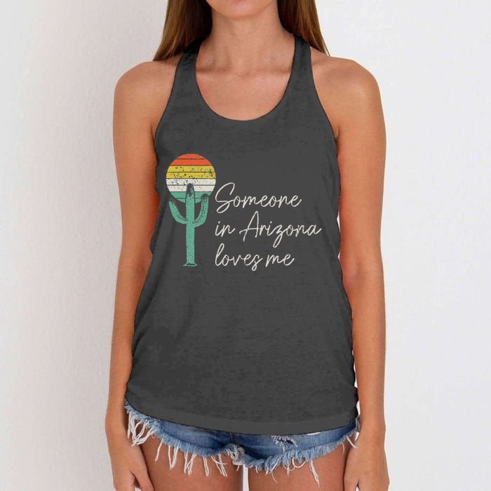 Someone In Arizona Loves Me Cactus Az Vintage Women's Knotted Racerback Tank