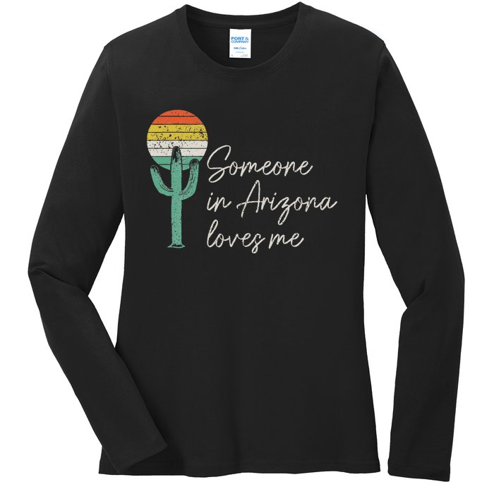 Someone In Arizona Loves Me Cactus Az Vintage Ladies Long Sleeve Shirt