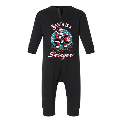 Santa Is A Swinger Christmas Kettlebell Gym Infant Fleece One Piece