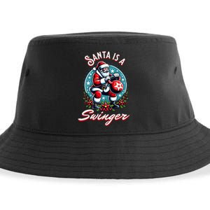 Santa Is A Swinger Christmas Kettlebell Gym Sustainable Bucket Hat