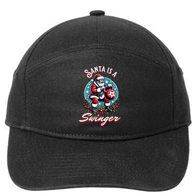 Santa Is A Swinger Christmas Kettlebell Gym 7-Panel Snapback Hat