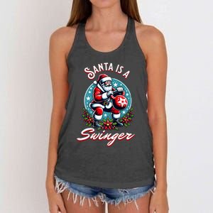 Santa Is A Swinger Christmas Kettlebell Gym Women's Knotted Racerback Tank