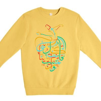 Sufism Islamic Arabic Calligraphy Gift Sufi Whirling Premium Crewneck Sweatshirt