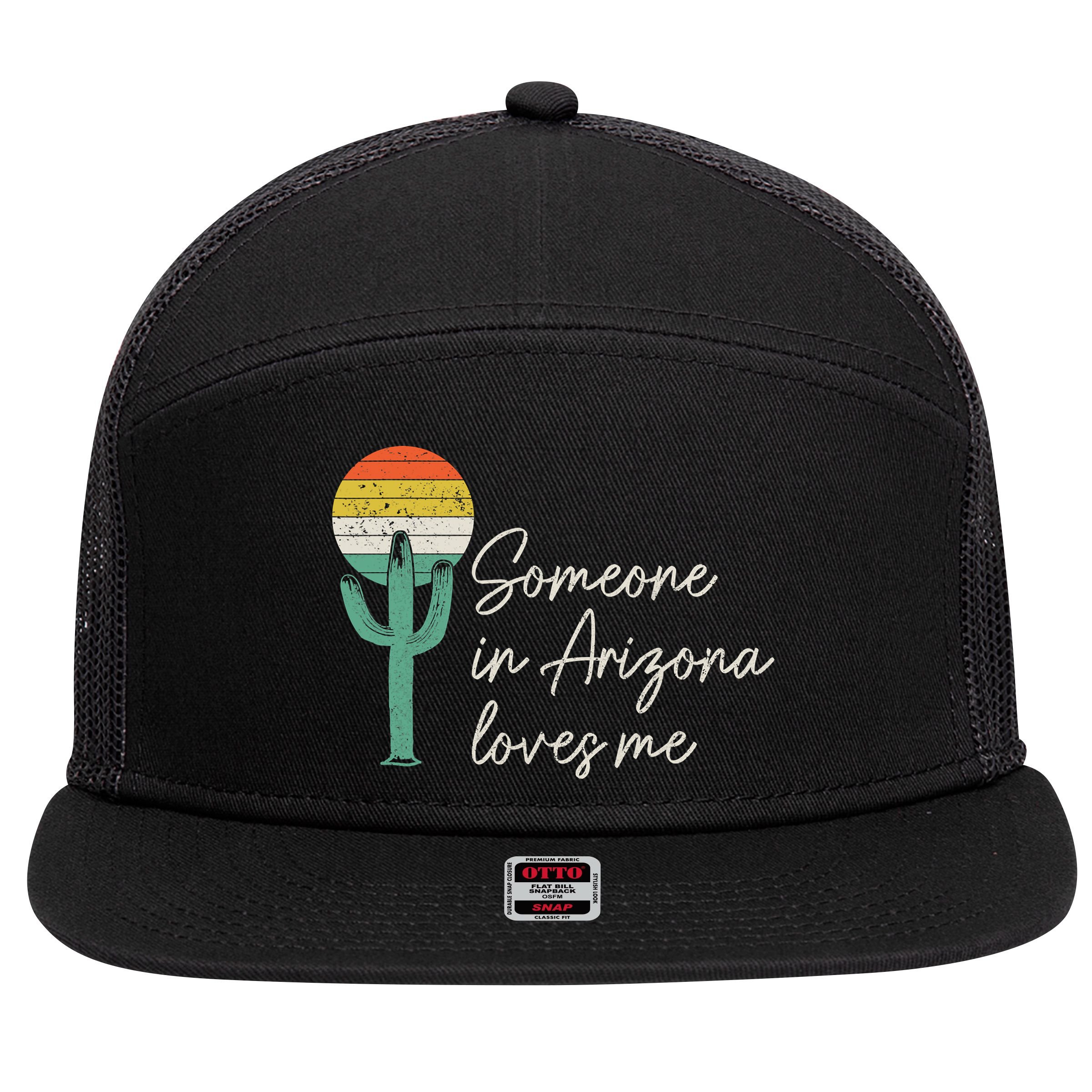 Someone In Arizona Loves Me Retro Cactus 7 Panel Mesh Trucker Snapback Hat