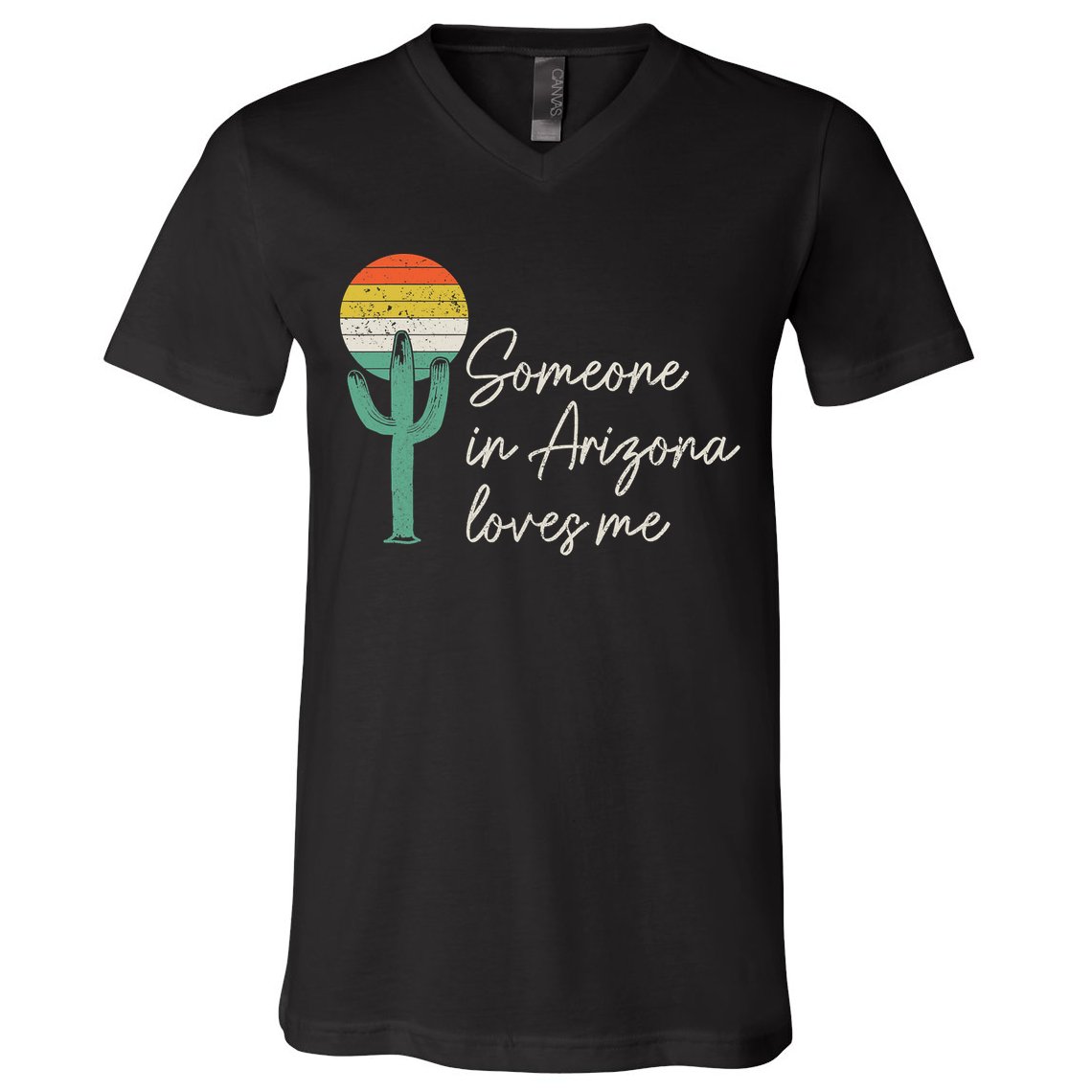Someone In Arizona Loves Me Retro Cactus V-Neck T-Shirt