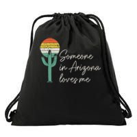 Someone In Arizona Loves Me Retro Cactus Drawstring Bag