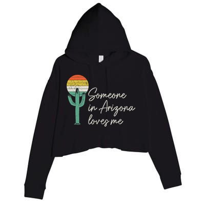 Someone In Arizona Loves Me Retro Cactus Crop Fleece Hoodie