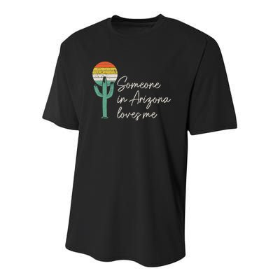 Someone In Arizona Loves Me Retro Cactus Youth Performance Sprint T-Shirt