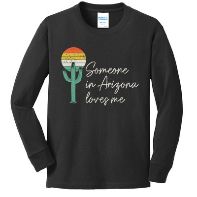 Someone In Arizona Loves Me Retro Cactus Kids Long Sleeve Shirt