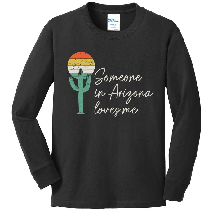 Someone In Arizona Loves Me Retro Cactus Kids Long Sleeve Shirt