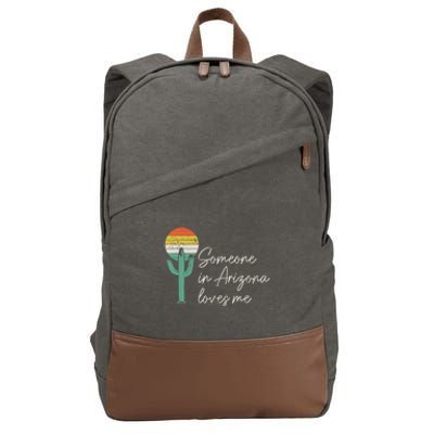 Someone In Arizona Loves Me Retro Cactus Cotton Canvas Backpack