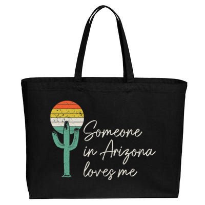 Someone In Arizona Loves Me Retro Cactus Cotton Canvas Jumbo Tote