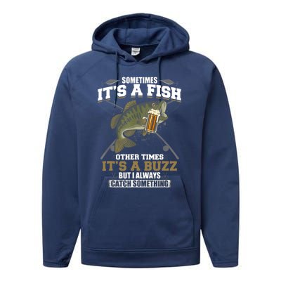 Sometimes It's A Fish Other Times It's A Buzz - Beer Day Performance Fleece Hoodie