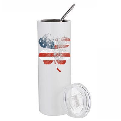 Shamrock Irish American flag Patrick's day Ireland flag Stainless Steel Tumbler