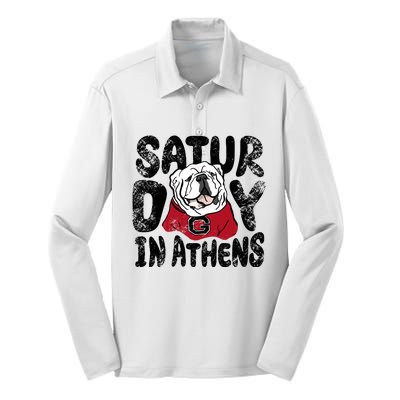 Saturday In Athens Georgia Football Silk Touch Performance Long Sleeve Polo