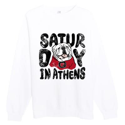 Saturday In Athens Georgia Football Premium Crewneck Sweatshirt