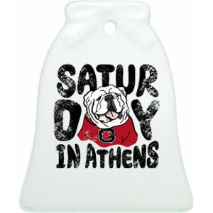 Saturday In Athens Georgia Football Ceramic Bell Ornament