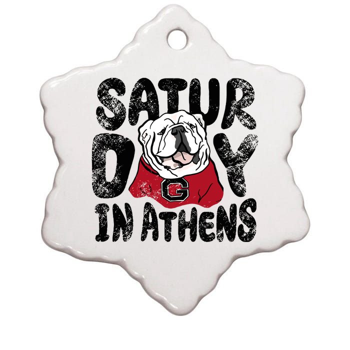 Saturday In Athens Georgia Football Ceramic Star Ornament