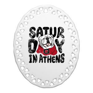 Saturday In Athens Georgia Football Ceramic Oval Ornament