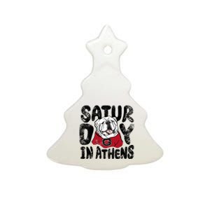 Saturday In Athens Georgia Football Ceramic Tree Ornament