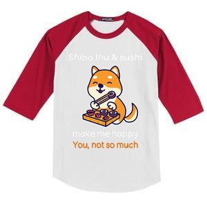 Shiba Inu And Sushi Gift Sarcastic Shiba Lover Sushi Lover Gift Kids Colorblock Raglan Jersey